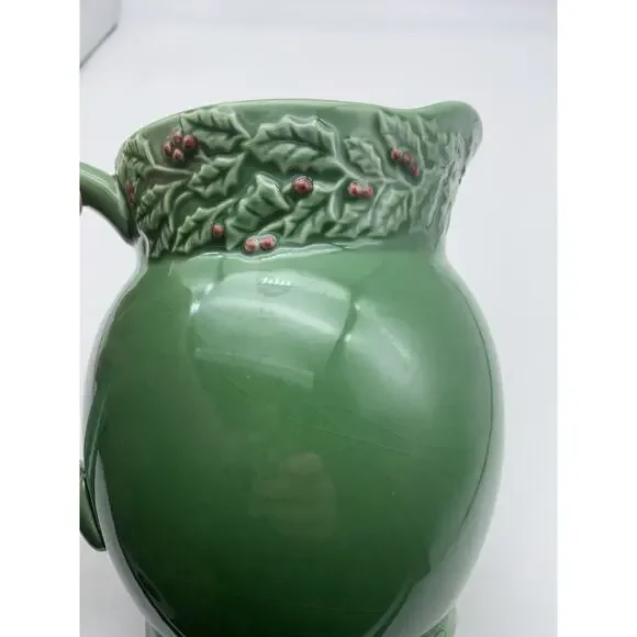 Vintage Ceramic Holiday HollyBerry Pitcher by Garden Ridge, 2005 Original Tag 8" - Picture 8 of 10
